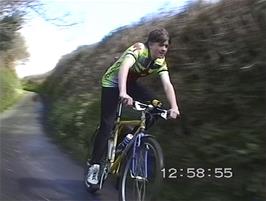 Gavin riding down the lane towards Hansel Mill
